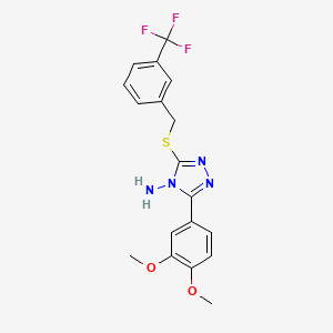 molecular formula C18H17F3N4O2S B15101036 3-(3,4-dimethoxyphenyl)-5-{[3-(trifluoromethyl)benzyl]sulfanyl}-4H-1,2,4-triazol-4-amine 