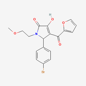 molecular formula C18H16BrNO5 B15101115 (4E)-5-(4-bromophenyl)-4-[furan-2-yl(hydroxy)methylidene]-1-(2-methoxyethyl)pyrrolidine-2,3-dione 