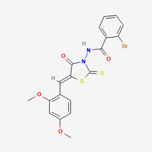 molecular formula C19H15BrN2O4S2 B15101161 2-bromo-N-[(5Z)-5-(2,4-dimethoxybenzylidene)-4-oxo-2-thioxo-1,3-thiazolidin-3-yl]benzamide 