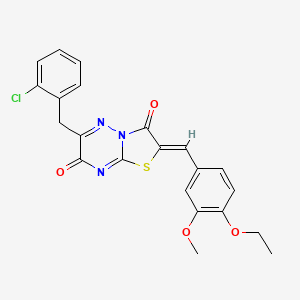 molecular formula C22H18ClN3O4S B15101171 (2Z)-6-(2-chlorobenzyl)-2-(4-ethoxy-3-methoxybenzylidene)-7H-[1,3]thiazolo[3,2-b][1,2,4]triazine-3,7(2H)-dione 