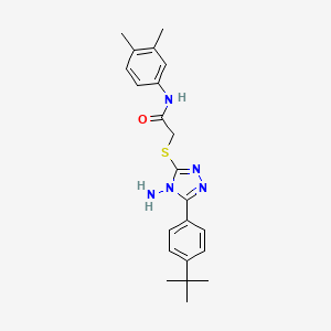 molecular formula C22H27N5OS B15101222 2-{4-amino-5-[4-(tert-butyl)phenyl](1,2,4-triazol-3-ylthio)}-N-(3,4-dimethylph enyl)acetamide 