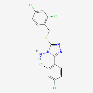 molecular formula C15H10Cl4N4S B15101228 3-[(2,4-dichlorobenzyl)sulfanyl]-5-(2,4-dichlorophenyl)-4H-1,2,4-triazol-4-amine 