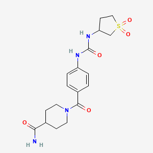 molecular formula C18H24N4O5S B15101243 1-[(4-{[(1,1-Dioxidotetrahydrothiophen-3-yl)carbamoyl]amino}phenyl)carbonyl]piperidine-4-carboxamide 