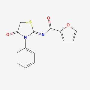 molecular formula C14H10N2O3S B15101294 (Z)-N-(4-oxo-3-phenylthiazolidin-2-ylidene)furan-2-carboxamide 