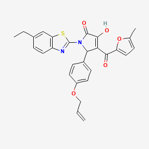 molecular formula C28H24N2O5S B15101303 (4E)-1-(6-ethyl-1,3-benzothiazol-2-yl)-4-[hydroxy(5-methylfuran-2-yl)methylidene]-5-[4-(prop-2-en-1-yloxy)phenyl]pyrrolidine-2,3-dione 