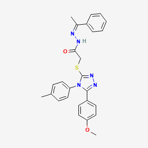 2-{[5-(4-methoxyphenyl)-4-(4-methylphenyl)-4H-1,2,4-triazol-3-yl]sulfanyl}-N'-[(1Z)-1-phenylethylidene]acetohydrazide