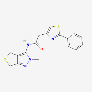 N-(2-methyl-2,6-dihydro-4H-thieno[3,4-c]pyrazol-3-yl)-2-(2-phenyl-1,3-thiazol-4-yl)acetamide