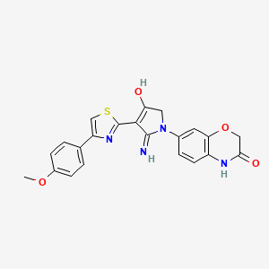 molecular formula C22H18N4O4S B15101374 5-amino-1-(3-hydroxy-2H-1,4-benzoxazin-7-yl)-4-[4-(4-methoxyphenyl)-1,3-thiazol-2-yl]-1,2-dihydro-3H-pyrrol-3-one 