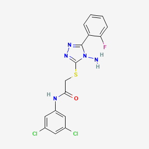 molecular formula C16H12Cl2FN5OS B15101387 2-{[4-amino-5-(2-fluorophenyl)-4H-1,2,4-triazol-3-yl]sulfanyl}-N-(3,5-dichlorophenyl)acetamide 