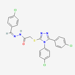 2-[[4,5-bis(4-chlorophenyl)-1,2,4-triazol-3-yl]sulfanyl]-N-[(E)-(4-chlorophenyl)methylideneamino]acetamide