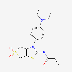 N-[(2Z)-3-[4-(diethylamino)phenyl]-5,5-dioxidotetrahydrothieno[3,4-d][1,3]thiazol-2(3H)-ylidene]propanamide