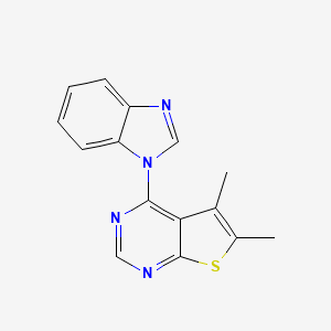 molecular formula C15H12N4S B15101483 4-(Benzimidazol-1-yl)-5,6-dimethylthieno[2,3-d]pyrimidine 