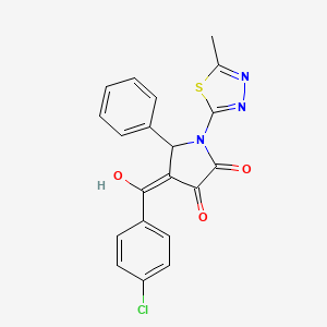 molecular formula C20H14ClN3O3S B15101491 4-[(4-chlorophenyl)carbonyl]-3-hydroxy-1-(5-methyl-1,3,4-thiadiazol-2-yl)-5-phenyl-1,5-dihydro-2H-pyrrol-2-one 