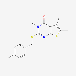 molecular formula C17H18N2OS2 B15101530 3,5,6-trimethyl-2-[(4-methylbenzyl)sulfanyl]thieno[2,3-d]pyrimidin-4(3H)-one 