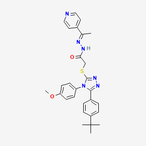 molecular formula C28H30N6O2S B15101550 2-[[5-(4-tert-butylphenyl)-4-(4-methoxyphenyl)-1,2,4-triazol-3-yl]sulfanyl]-N-[(Z)-1-pyridin-4-ylethylideneamino]acetamide 