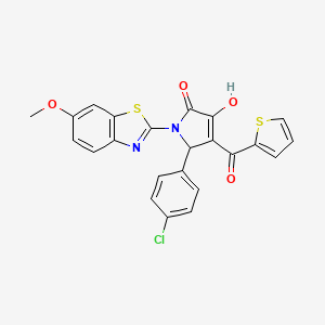 (4E)-5-(4-chlorophenyl)-4-[hydroxy(thiophen-2-yl)methylidene]-1-(6-methoxy-1,3-benzothiazol-2-yl)pyrrolidine-2,3-dione