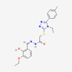 molecular formula C22H25N5O3S B15101614 N'-[(Z)-(3-ethoxy-2-hydroxyphenyl)methylidene]-2-{[4-ethyl-5-(4-methylphenyl)-4H-1,2,4-triazol-3-yl]sulfanyl}acetohydrazide 