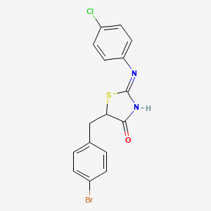 molecular formula C16H12BrClN2OS B15101634 (2Z)-5-(4-bromobenzyl)-2-[(4-chlorophenyl)imino]-1,3-thiazolidin-4-one 