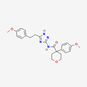 4-(4-methoxyphenyl)-N-{3-[2-(4-methoxyphenyl)ethyl]-1H-1,2,4-triazol-5-yl}tetrahydro-2H-pyran-4-carboxamide