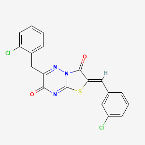 molecular formula C19H11Cl2N3O2S B15101662 (2Z)-6-(2-chlorobenzyl)-2-(3-chlorobenzylidene)-7H-[1,3]thiazolo[3,2-b][1,2,4]triazine-3,7(2H)-dione 