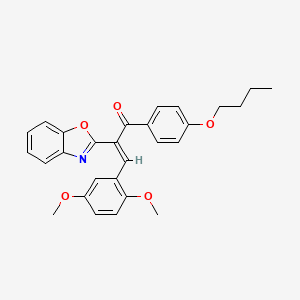 (2E)-2-(1,3-benzoxazol-2-yl)-1-(4-butoxyphenyl)-3-(2,5-dimethoxyphenyl)prop-2-en-1-one