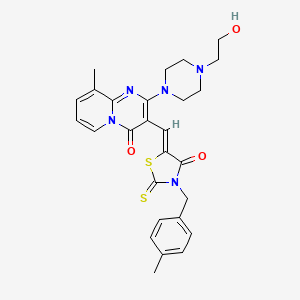 2-[4-(2-hydroxyethyl)piperazin-1-yl]-9-methyl-3-{(Z)-[3-(4-methylbenzyl)-4-oxo-2-thioxo-1,3-thiazolidin-5-ylidene]methyl}-4H-pyrido[1,2-a]pyrimidin-4-one