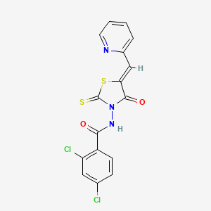 molecular formula C16H9Cl2N3O2S2 B15101721 2,4-dichloro-N-[(5Z)-4-oxo-5-(pyridin-2-ylmethylidene)-2-thioxo-1,3-thiazolidin-3-yl]benzamide 