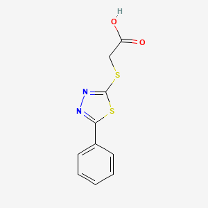 molecular formula C10H8N2O2S2 B15101722 Acetic acid, ((5-phenyl-1,3,4-thiadiazol-2-YL)thio)- CAS No. 64145-06-8