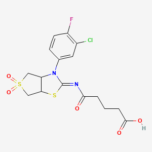 molecular formula C16H16ClFN2O5S2 B15101786 5-{[(2Z)-3-(3-chloro-4-fluorophenyl)-5,5-dioxidotetrahydrothieno[3,4-d][1,3]thiazol-2(3H)-ylidene]amino}-5-oxopentanoic acid 