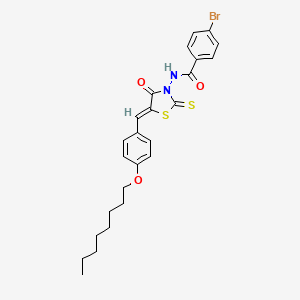 4-bromo-N-{(5Z)-5-[4-(octyloxy)benzylidene]-4-oxo-2-thioxo-1,3-thiazolidin-3-yl}benzamide