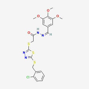 2-[[5-[(2-chlorophenyl)methylsulfanyl]-1,3,4-thiadiazol-2-yl]sulfanyl]-N-[(E)-(3,4,5-trimethoxyphenyl)methylideneamino]acetamide