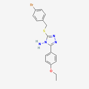 molecular formula C17H17BrN4OS B15101831 3-[(4-Bromophenyl)methylthio]-5-(4-ethoxyphenyl)-1,2,4-triazole-4-ylamine 