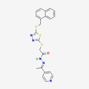 molecular formula C22H19N5OS3 B15101837 2-({5-[(naphthalen-1-ylmethyl)sulfanyl]-1,3,4-thiadiazol-2-yl}sulfanyl)-N'-[(1E)-1-(pyridin-4-yl)ethylidene]acetohydrazide 