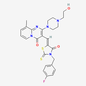 3-{(Z)-[3-(4-fluorobenzyl)-4-oxo-2-thioxo-1,3-thiazolidin-5-ylidene]methyl}-2-[4-(2-hydroxyethyl)piperazin-1-yl]-9-methyl-4H-pyrido[1,2-a]pyrimidin-4-one