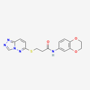 molecular formula C16H15N5O3S B15101881 3-([1,2,4]triazolo[4,3-b]pyridazin-6-ylthio)-N-(2,3-dihydrobenzo[b][1,4]dioxin-6-yl)propanamide 