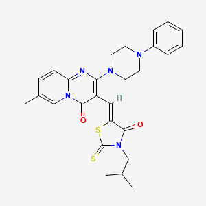 molecular formula C27H29N5O2S2 B15101888 7-methyl-3-{(Z)-[3-(2-methylpropyl)-4-oxo-2-thioxo-1,3-thiazolidin-5-ylidene]methyl}-2-(4-phenylpiperazin-1-yl)-4H-pyrido[1,2-a]pyrimidin-4-one 