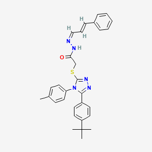 molecular formula C30H31N5OS B15101900 2-[[5-(4-tert-butylphenyl)-4-(4-methylphenyl)-1,2,4-triazol-3-yl]sulfanyl]-N-[(E)-[(E)-3-phenylprop-2-enylidene]amino]acetamide 