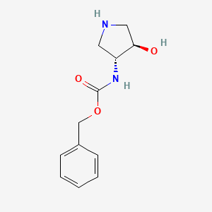 molecular formula C12H16N2O3 B1510191 Carbamic acid, trans-N-4-hydroxy-3-pyrrolidinyl]-, phenylmethyl ester 
