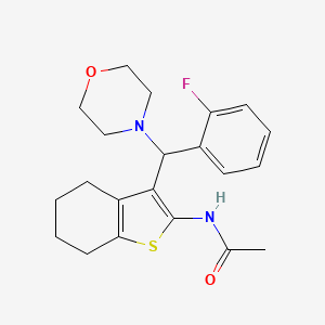 molecular formula C21H25FN2O2S B15101933 N-{3-[(2-fluorophenyl)(morpholin-4-yl)methyl]-4,5,6,7-tetrahydro-1-benzothiophen-2-yl}acetamide 