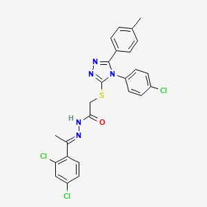 molecular formula C25H20Cl3N5OS B15101942 2-{[4-(4-chlorophenyl)-5-(4-methylphenyl)-4H-1,2,4-triazol-3-yl]sulfanyl}-N'-[(1E)-1-(2,4-dichlorophenyl)ethylidene]acetohydrazide 