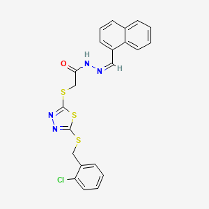 molecular formula C22H17ClN4OS3 B15102005 2-({5-[(2-chlorobenzyl)sulfanyl]-1,3,4-thiadiazol-2-yl}sulfanyl)-N'-[(Z)-naphthalen-1-ylmethylidene]acetohydrazide 