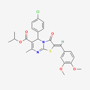 molecular formula C26H25ClN2O5S B15102015 propan-2-yl (2Z)-5-(4-chlorophenyl)-2-(3,4-dimethoxybenzylidene)-7-methyl-3-oxo-2,3-dihydro-5H-[1,3]thiazolo[3,2-a]pyrimidine-6-carboxylate 