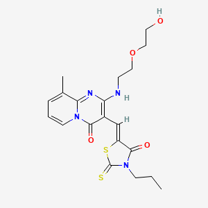 2-{[2-(2-hydroxyethoxy)ethyl]amino}-9-methyl-3-[(Z)-(4-oxo-3-propyl-2-thioxo-1,3-thiazolidin-5-ylidene)methyl]-4H-pyrido[1,2-a]pyrimidin-4-one