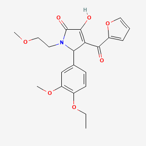 molecular formula C21H23NO7 B15102054 (4E)-5-(4-ethoxy-3-methoxyphenyl)-4-[furan-2-yl(hydroxy)methylidene]-1-(2-methoxyethyl)pyrrolidine-2,3-dione 