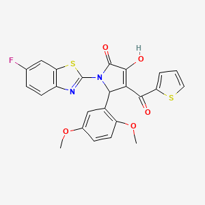 molecular formula C24H17FN2O5S2 B15102090 (4E)-5-(2,5-dimethoxyphenyl)-1-(6-fluoro-1,3-benzothiazol-2-yl)-4-[hydroxy(thiophen-2-yl)methylidene]pyrrolidine-2,3-dione 