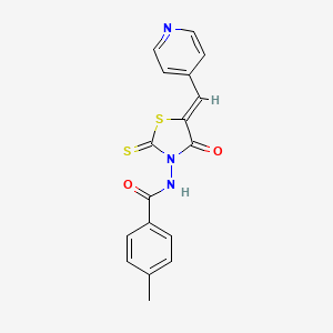 molecular formula C17H13N3O2S2 B15102113 4-methyl-N-[(5Z)-4-oxo-5-(pyridin-4-ylmethylidene)-2-thioxo-1,3-thiazolidin-3-yl]benzamide 