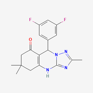 molecular formula C18H18F2N4O B15102161 9-(3,5-Difluorophenyl)-2,6,6-trimethyl-5,6,7,9-tetrahydro[1,2,4]triazolo[5,1-b]quinazolin-8-ol 