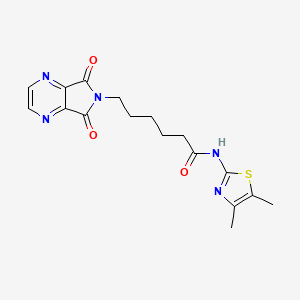 molecular formula C17H19N5O3S B15102171 N-(4,5-dimethylthiazol-2-yl)-6-(5,7-dioxo-5H-pyrrolo[3,4-b]pyrazin-6(7H)-yl)hexanamide 