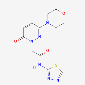 molecular formula C12H14N6O3S B15102179 2-[3-(morpholin-4-yl)-6-oxopyridazin-1(6H)-yl]-N-[(2E)-1,3,4-thiadiazol-2(3H)-ylidene]acetamide 