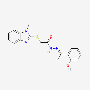 molecular formula C18H18N4O2S B15102190 N'-[(1E)-1-(2-hydroxyphenyl)ethylidene]-2-[(1-methyl-1H-benzimidazol-2-yl)sulfanyl]acetohydrazide 